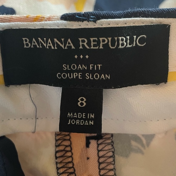 Banana Republic Sloan fit navy floral cotton blend crop trouser pant size 8 - Picture 7 of 10